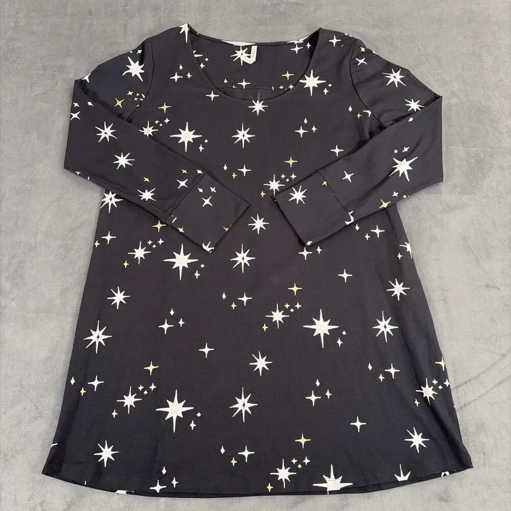 SOMA Embraceable Dreamy‎ Star Long-Sleeve Sleepshirt Nightgown XL Celestial